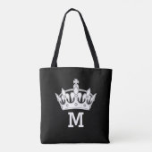 Witte kroonmonogram op maat tote bag (Achterkant)