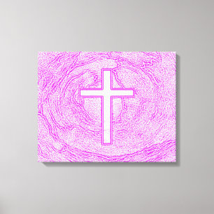 WITTE KROS, AANGEZIEN IN PINK CANVAS AFDRUK