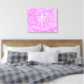 WITTE KROS, AANGEZIEN IN PINK CANVAS AFDRUK (Insitu (Slaapkamer))