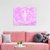 WITTE KROS, AANGEZIEN IN PINK CANVAS AFDRUK (Insitu (Woonkamer))