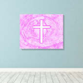 WITTE KROS, AANGEZIEN IN PINK CANVAS AFDRUK (Insitu (Houten vloer))