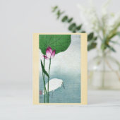 Witte kruid en lotus van Baison, Ukiyoe Briefkaart (Staand voorkant)