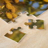 Witte kruipen Sparrow die op de Tansy zit Legpuzzel (Zijkant)