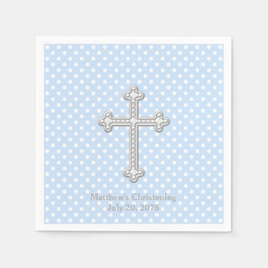 Witte Kruis Blauwe Christening Servetten (Voorkant)