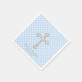 Witte Kruis Blauwe Doop Servetten (Hoek)