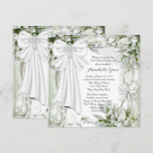 Witte Kruis Bloemen Eerste Communie Kaart (Voorkant / Achterkant)