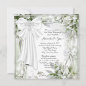 Witte Kruis Bloemen Eerste Communie Kaart (Voorkant)