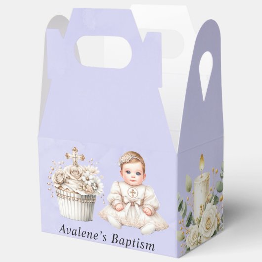 Witte Kruis Cupcake met Meisje Doop Bedankdoosjes (Open)