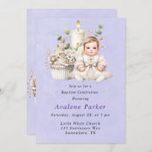 Witte Kruis Cupcake met Meisje Doop Kaart (Voorkant / Achterkant)