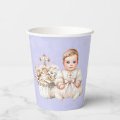 Witte Kruis Cupcake met Meisje Doop Papieren Bekers (Achterkant)