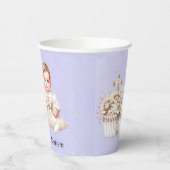 Witte Kruis Cupcake met Meisje Doop Papieren Bekers (Links)