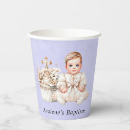 Witte Kruis Cupcake met Meisje Doop Papieren Bekers