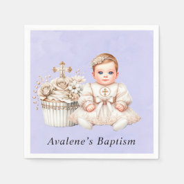 Witte Kruis Cupcake met Meisje Doop Servet