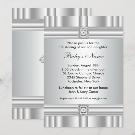 Witte Kruis Jongen of Meisje doop uitnodiging (Voorkant / Achterkant)