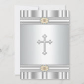 Witte Kruis Meisjes Elegant Goud Eerste Communie Kaart (Achterkant)