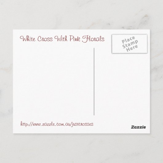 Witte kruis met roze Florals Briefkaart (Achterkant)