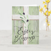 witte kruis olijftak Pasen Zegeningen Kaart (Gele Bloem)