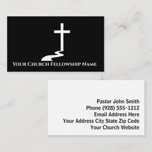Witte Kruis op de Mound Logo Church Pastor Visitekaartje (Voorkant / Achterkant)