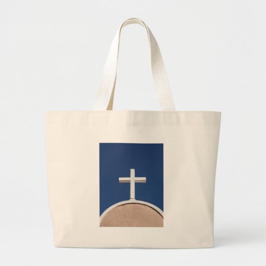 Witte kruis van Taos Grote Tote Bag (Voorkant)
