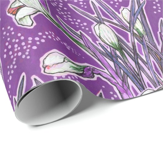Witte kruisbessen Tuinbloem Paars Cadeaupapier (Rol Hoek)