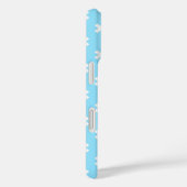 Witte kruissteken op babyblauw Case-Mate iPhone case (Achterkant / Rechts)