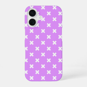 Witte kruissteken op lila iPhone 16 hoesje