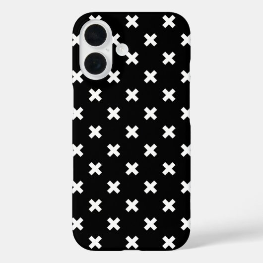 Witte kruissteken op zwart Case-Mate iPhone case (Achterkant)