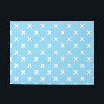 Witte kruisstiften op babyblauw deurmat<br><div class="desc">Witte kruisstiften op babyblauw</div>