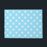 Witte kruisstiften op babyblauw deurmat<br><div class="desc">Witte kruisstiften op babyblauw</div>