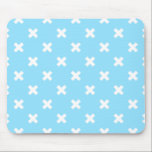 Witte kruisstiften op babyblauw muismat<br><div class="desc">Witte kruisstiften op babyblauw</div>