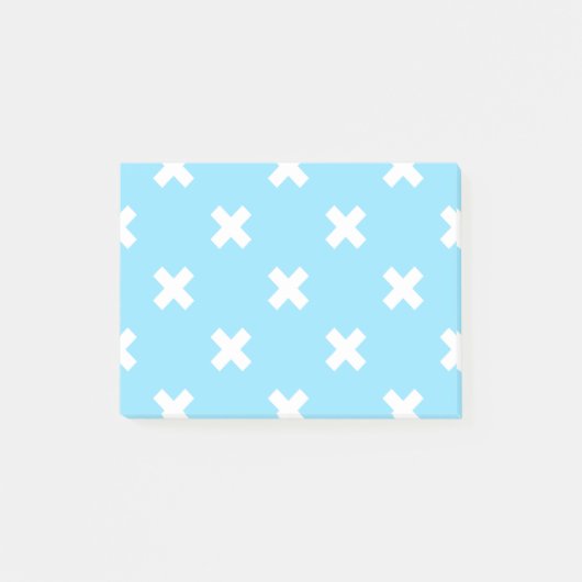 Witte kruisstiften op babyblauw post-it® notes (Voorkant)