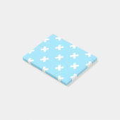 Witte kruisstiften op babyblauw post-it® notes (Schuin)