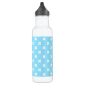 Witte kruisstiften op babyblauw waterfles  (Rechts)
