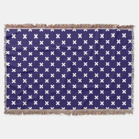 Witte kruisstiften op blauw van de marine deken (Voorkant)