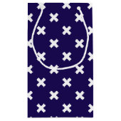 Witte kruisstiften op blauw van de marine klein cadeauzakje (Achterkant)