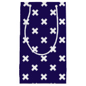 Witte kruisstiften op blauw van de marine klein cadeauzakje (Voorkant)