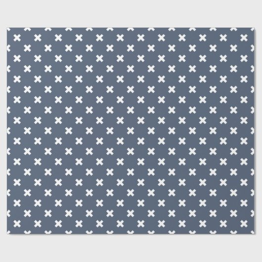 Witte kruisstiften op blauwe grijs cadeaupapier (Vlak)