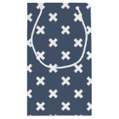 Witte kruisstiften op blauwe grijs klein cadeauzakje (Achterkant)