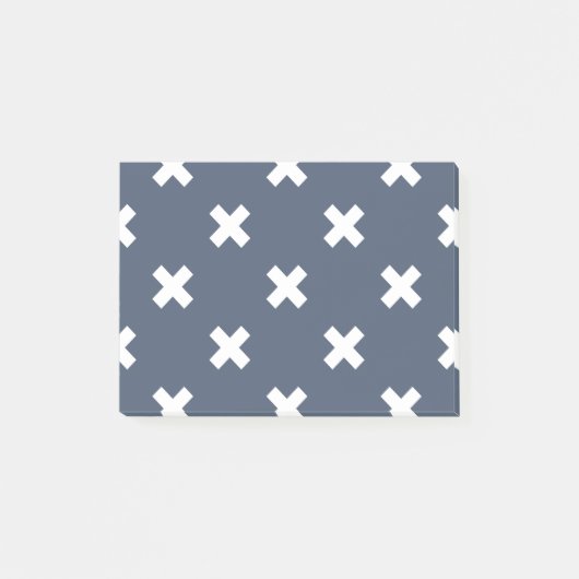 Witte kruisstiften op blauwe grijs post-it® notes (Voorkant)
