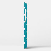 Witte kruisstiften op blauwgroen Case-Mate iPhone case (Achterkant / Links)