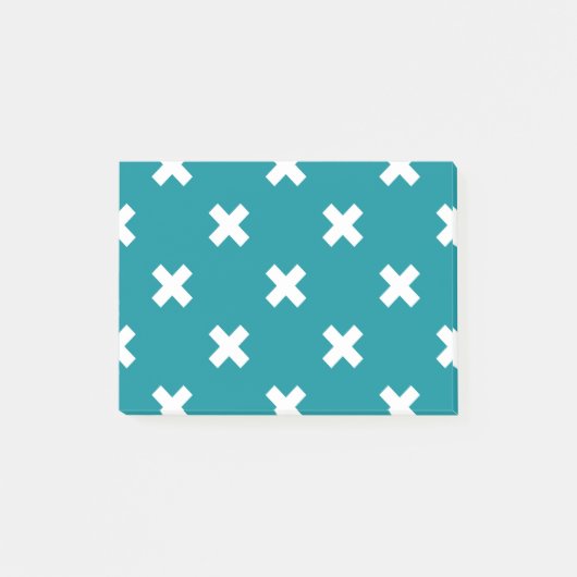 Witte kruisstiften op blauwgroen post-it® notes (Voorkant)