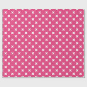 Witte kruisstiften op fuchsia cadeaupapier (Vlak)