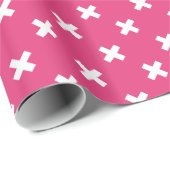 Witte kruisstiften op fuchsia cadeaupapier (Rol Hoek)