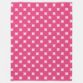 Witte kruisstiften op fuchsia fleece deken (Voorkant)