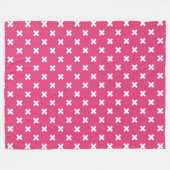 Witte kruisstiften op fuchsia fleece deken (Voorkant (Horizontaal))