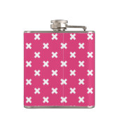 Witte kruisstiften op fuchsia heupfles (Achterkant)