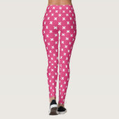Witte kruisstiften op fuchsia leggings (Achterkant)