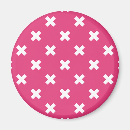 Witte kruisstiften op fuchsia magneet (Voorkant)