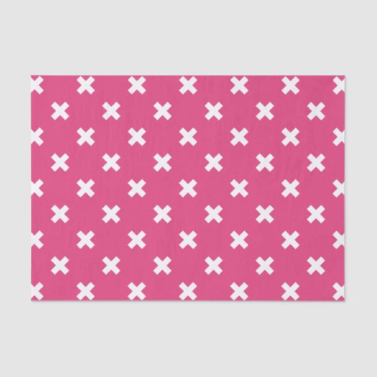 Witte kruisstiften op fuchsia tissuepapier (Voorkant)