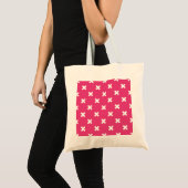 Witte kruisstiften op fuchsia tote bag (Voorkant (product))